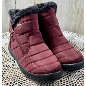 Ladies AB Snow Boots (New) Size 9M Lined Faux Fur Zip-up Maroon Color sku 3054